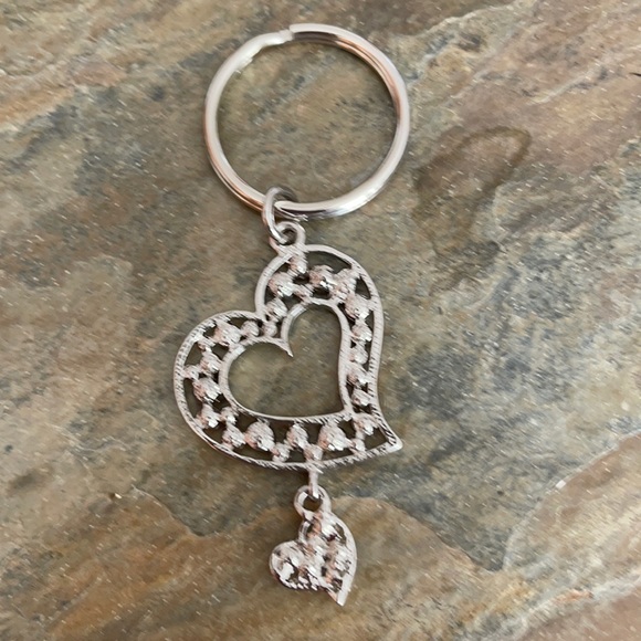 NWT Double Heart Crystal Charm Key Chain - Picture 4 of 5
